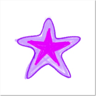 Pink Purple watercolor star abstract art Posters and Art